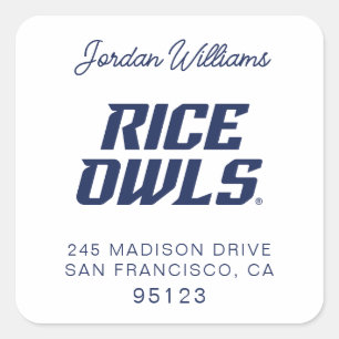 Rice Owls Text Emblem Square Sticker