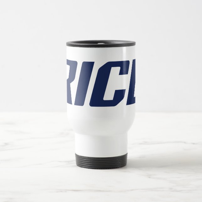 Rice Owls Text Emblem Travel Mug (Center)