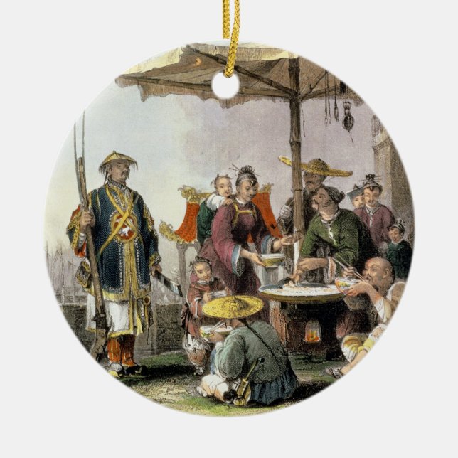 Rice Sellers at the Military Station of Tong-Chang Ceramic Ornament (Front)