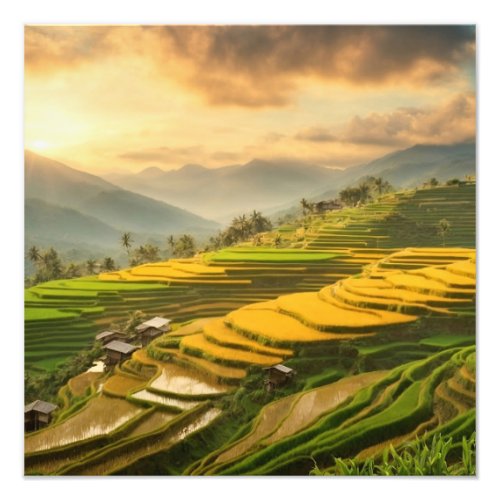 Rice Terraces Sunrise Photo Print