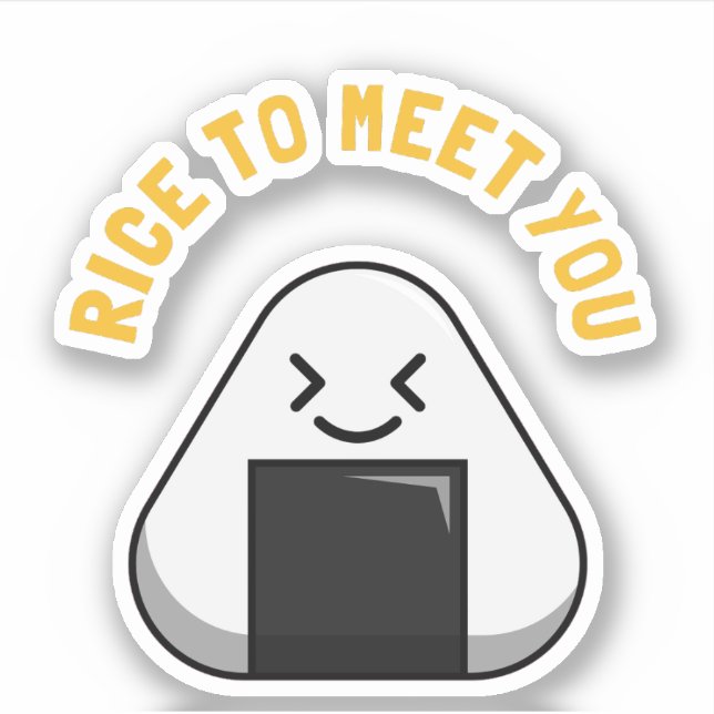 Rice To Meet You Funny Foodie Pun Sticker (Front)