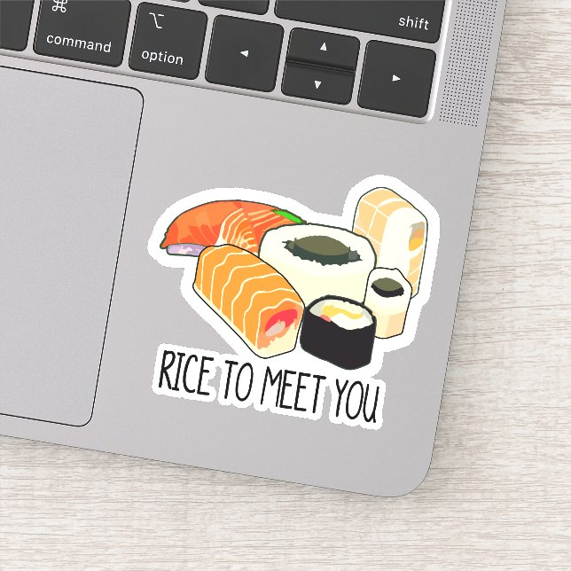 "Rice to Meet You" Funny Japanese Sushi Sashimi  Sticker (Detail)