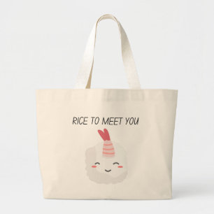 Rice To Meet You Kawaii Sushi   Large Tote Bag