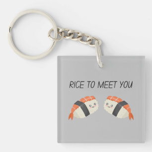 Rice To Meet You Kawaii Sushi T-Shirt Keychain