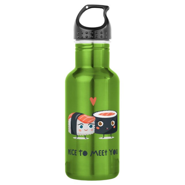 Rice To Meet You Stainless Steel Water Bottle (Front)