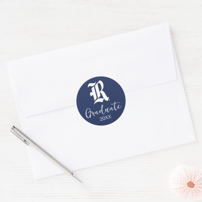 Rice University Iconic Letter Emblem Classic Round Sticker (Envelope)