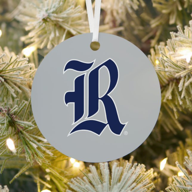 Rice University Iconic Letter Emblem Metal Ornament (Insitu)