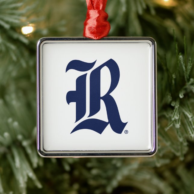 Rice University Iconic Letter Emblem Metal Ornament (Tree)