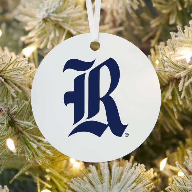 Rice University Iconic Letter Emblem Metal Ornament (Insitu)