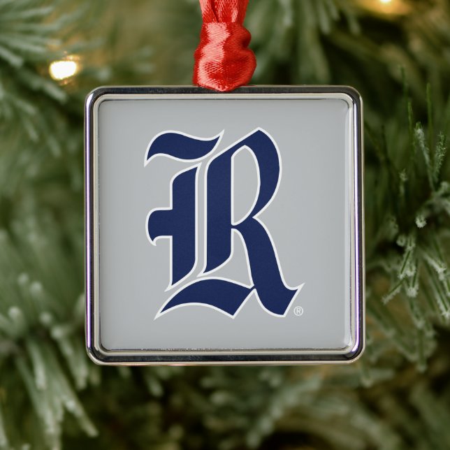 Rice University Iconic Letter Emblem Metal Ornament (Tree)