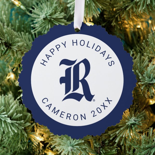 Rice University Iconic Letter Emblem Ornament Card (Insitu (Tree))