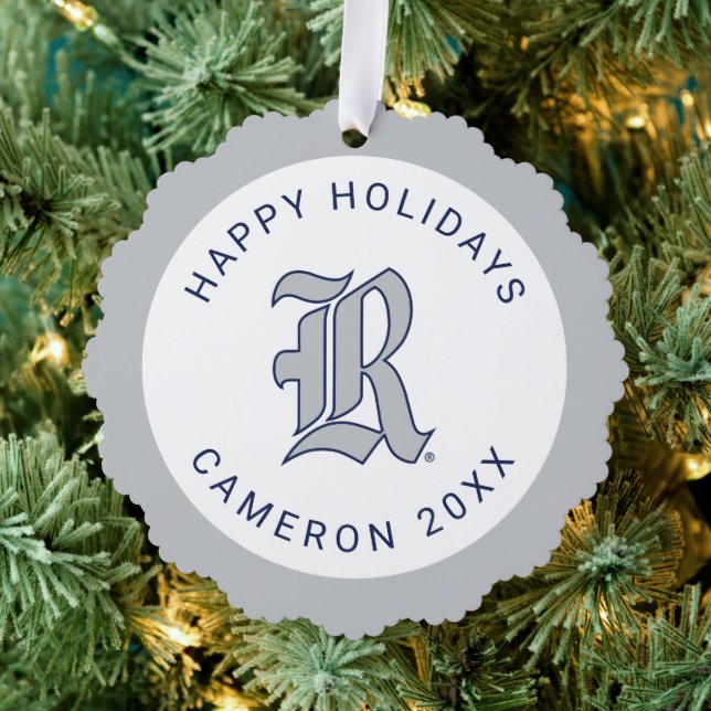 Rice University Iconic Letter Emblem Ornament Card (Insitu (Tree))