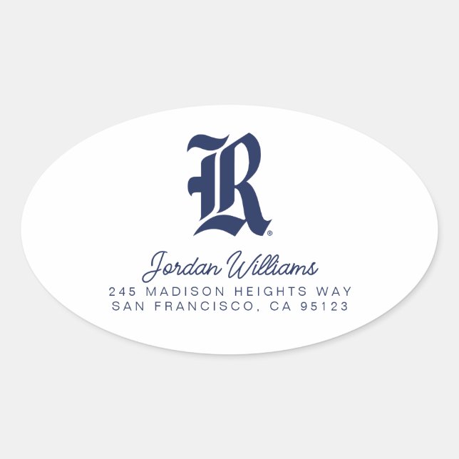 Rice University Iconic Letter Emblem Oval Sticker (Front)
