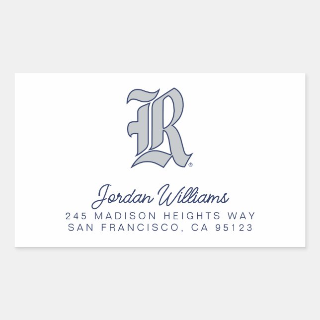 Rice University Iconic Letter Emblem Rectangular Sticker (Front)