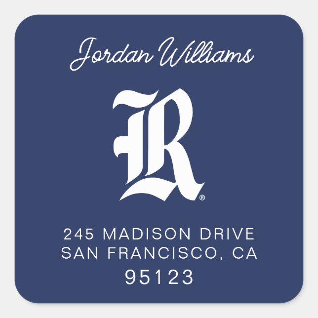 Rice University Iconic Letter Emblem Square Sticker (Front)