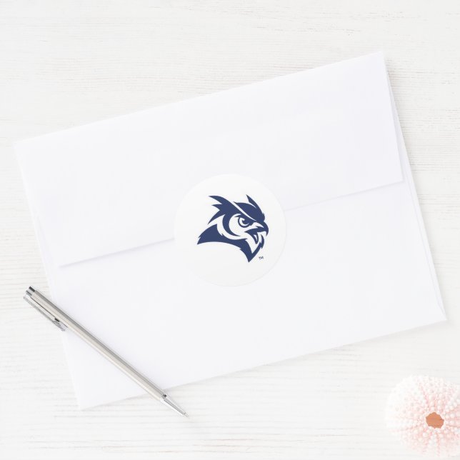 Rice University Owl Logo Classic Round Sticker (Envelope)