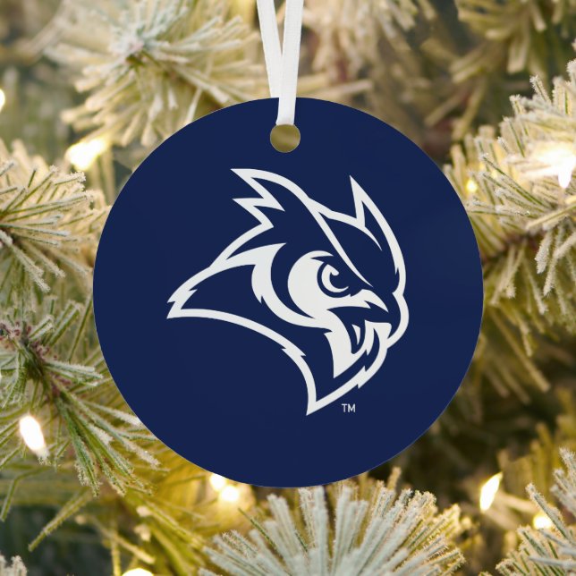 Rice University Owl Logo Metal Ornament (Insitu)