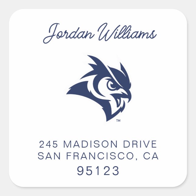 Rice University Owl Logo Square Sticker (Front)
