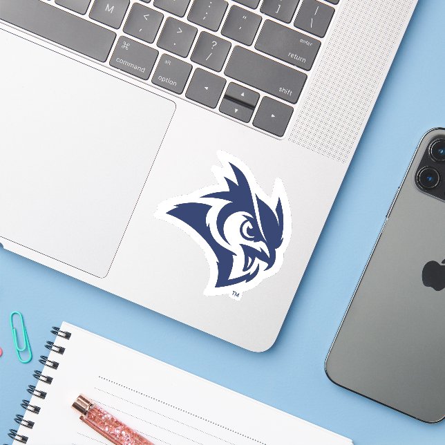 Rice University Owl Logo Sticker (Laptop w/ iPhone)