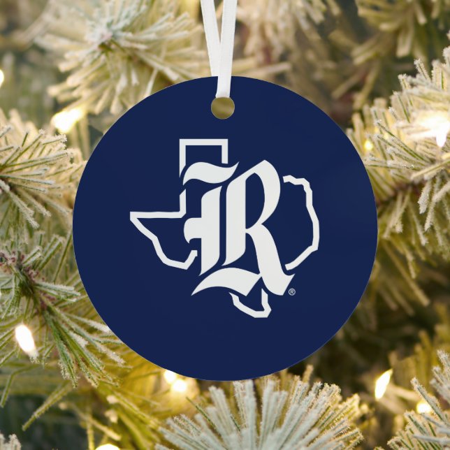 Rice University Texas Emblem Metal Ornament (Insitu)