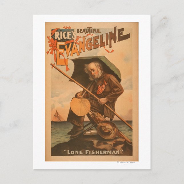 Rice's beautiful Evangeline "Lone Fisherman" Postcard (Front)