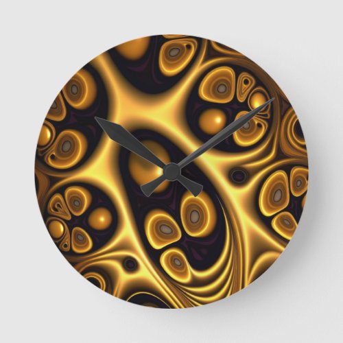 Rich and textured colors amber gold round clock