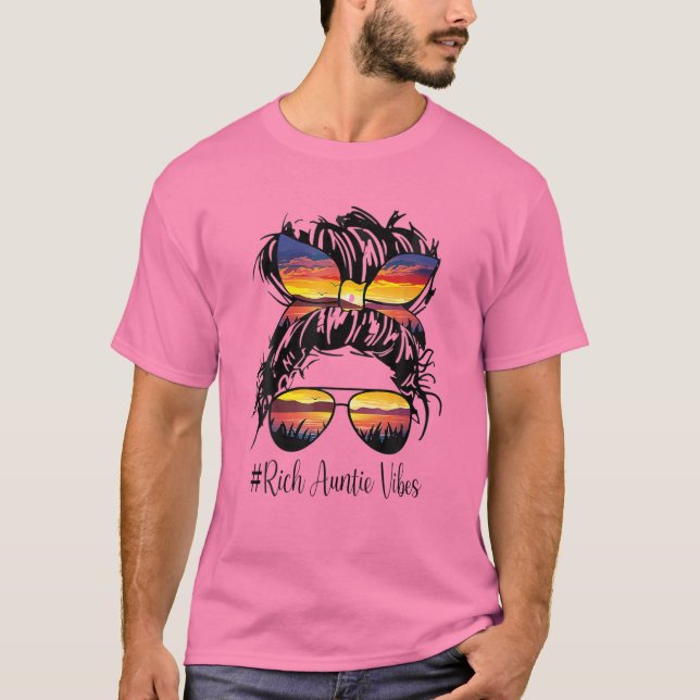Rich Auntie Vibes Aunt Women Best Aunty Mothers Da T-Shirt (Front)