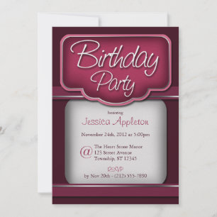 Rich Berry Fuchsia : Birthday Party Invitations
