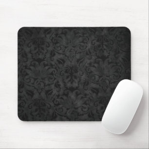 Rich Black Brocade Mouse Pad