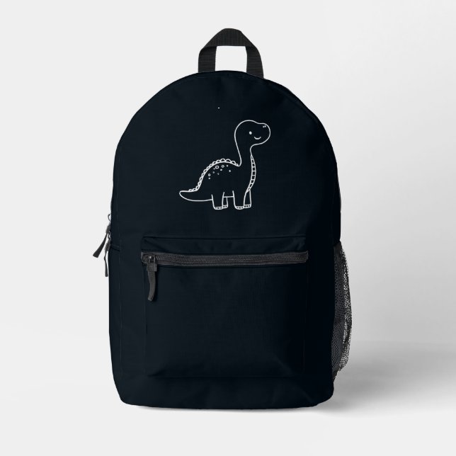 Rich Black Solid Color Printed Backpack (Front)