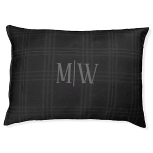 Rich Black Tones Scottish Tartan Plaid Pattern Pet Bed