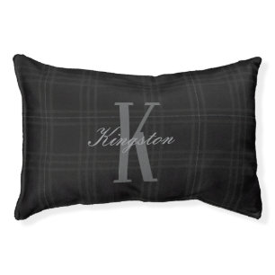 Rich Black Tones Scottish Tartan Plaid Pattern Pet Bed