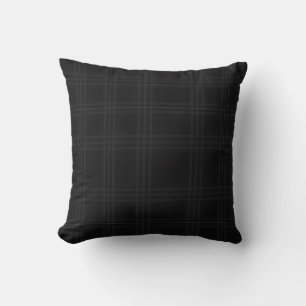 Rich Black Tones Scottish Tartan Plaid Pattern  Throw Pillow