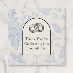 Rich Blue French Floral Toile Floral Favor Tags