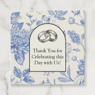 Rich Blue French Floral Toile Floral Favor Tags