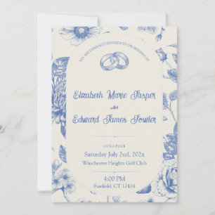 Rich Blue French Floral Toile Floral Invitation