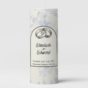Rich Blue French Floral Toile Floral  Pillar Candle