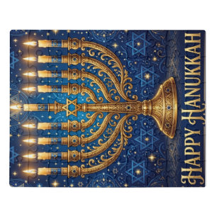 Rich Blue & Gold Jeweled Hanukkah  Jigsaw Puzzle