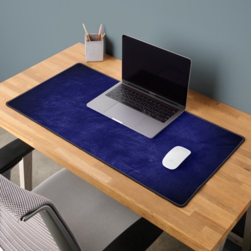Rich Blue Leather Background Desk Mat