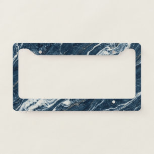 Rich Blue Marble Refined Aesthetic Design License Plate Frame