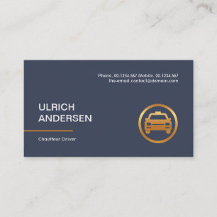 Rich Blue Simple Plain Minimalist Limousine Taxi Business Card