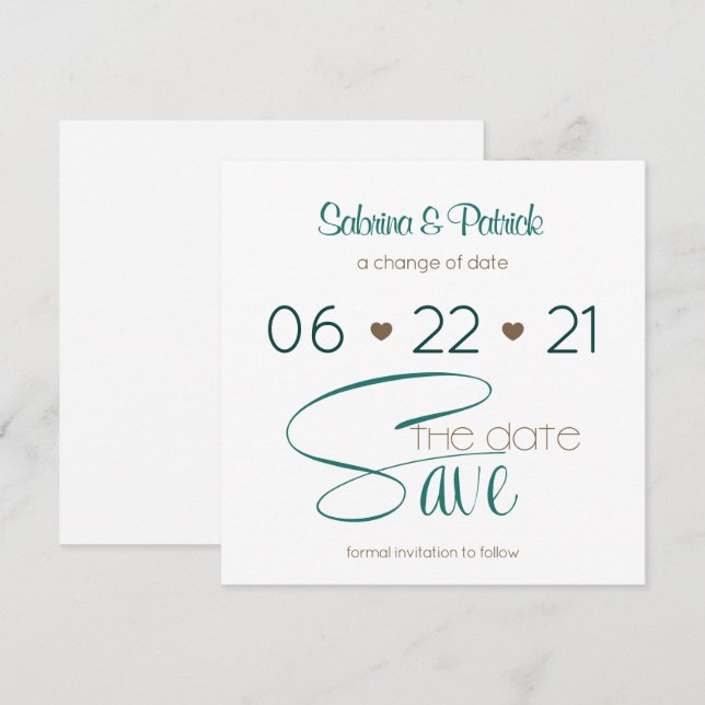 Rich BOHO Hunter Green  Save the Date Invitation (Front/Back)