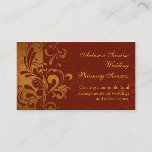 Customizable Rich Brick Red, Gold Reverse Swirl Business Cards