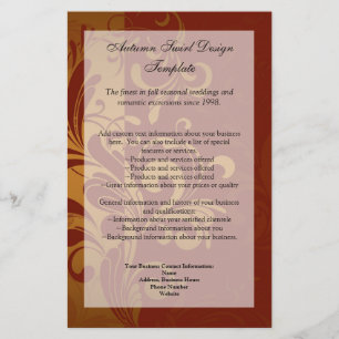 Rich Brick Red /Gold Swirl Program Menu or Flyer