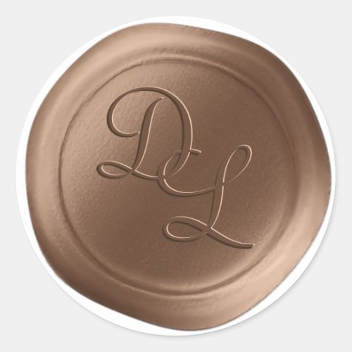 Rich Bronze 2 Letter Monogram Wax Seal Stickers