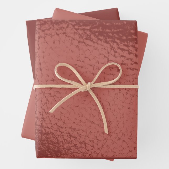 Rich Bronze Faux Leather Design Wrapping Paper Sheets (In situ)