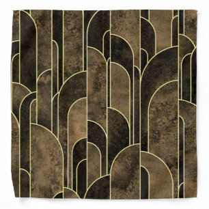 Rich Brown and Gold Art Deco Pattern Bandana