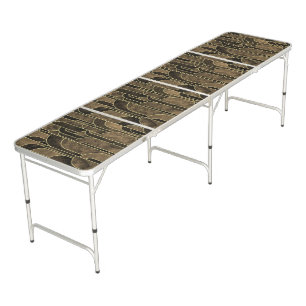 Rich Brown and Gold Art Deco Pattern Beer Pong Table