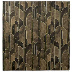 Rich Brown and Gold Art Deco Pattern Cloth Napkin