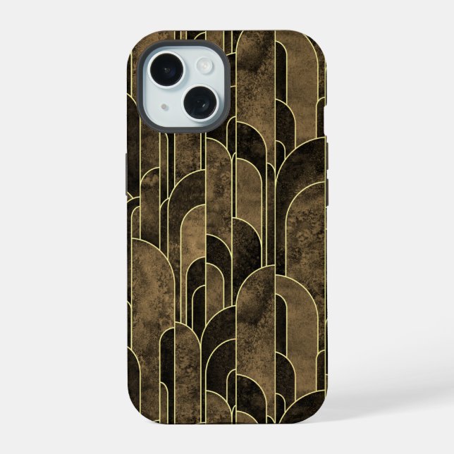 Rich Brown and Gold Art Deco Pattern Iphone Case (Back)
